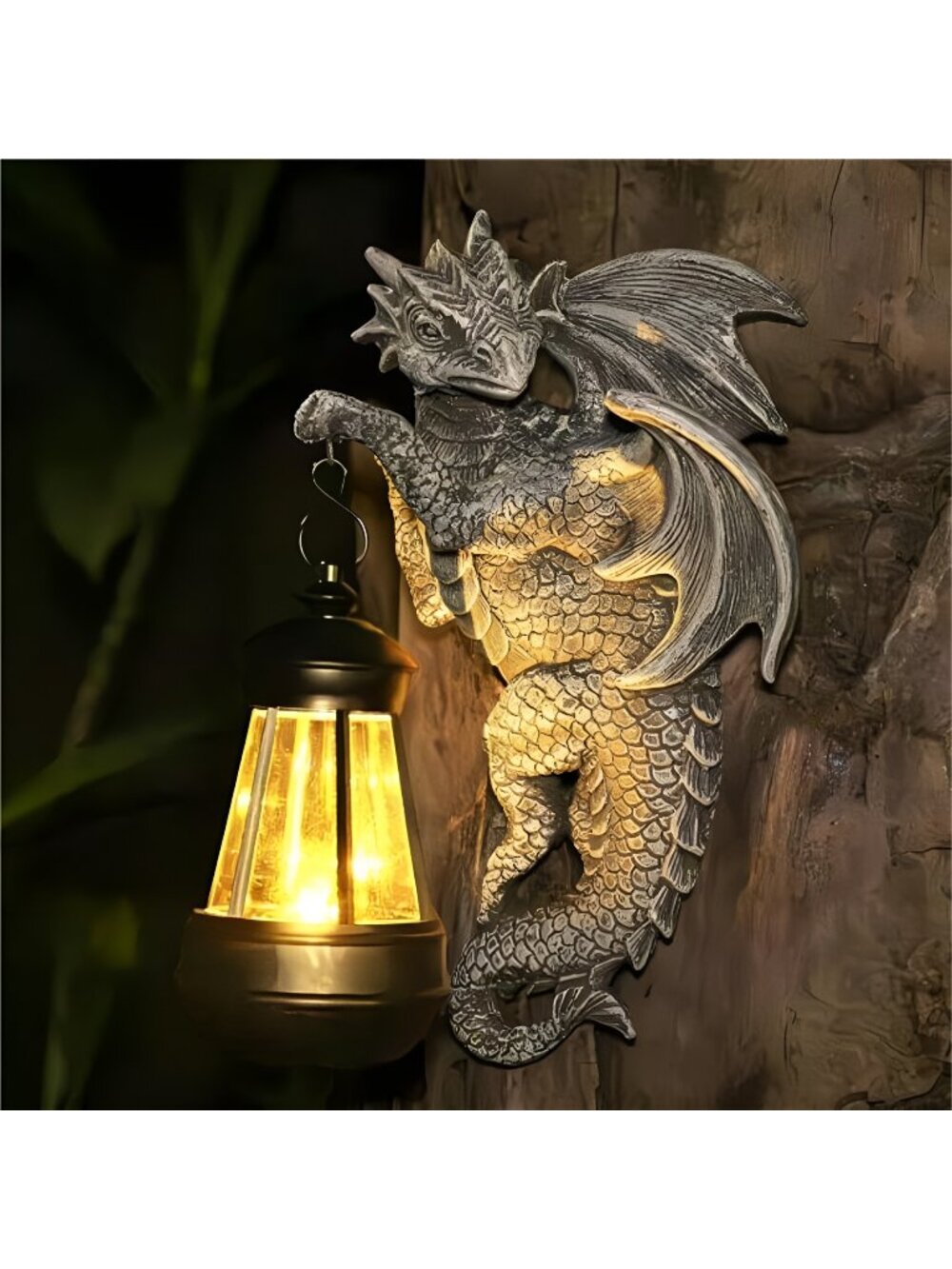 Solar Dragon Statue Outdoor Garden Decor - Medieval Fantasy Yard Art, Whimsical